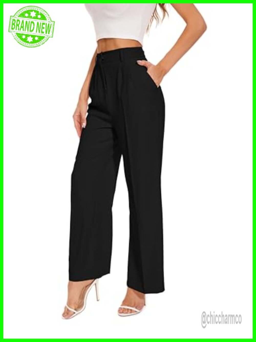Wide Leg High Waist Work Pants Pleated Business Casual Slacks